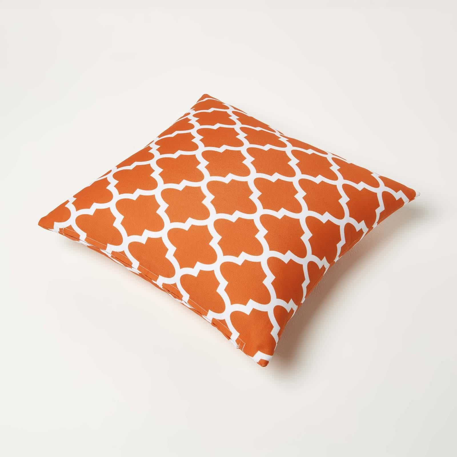 HOMESCAPES Coussin d’extérieur imperméable Orange NOLA, Coussin de Jardin carré 45x45 cm, Décoration Jardin extérieur – Lot de 2
