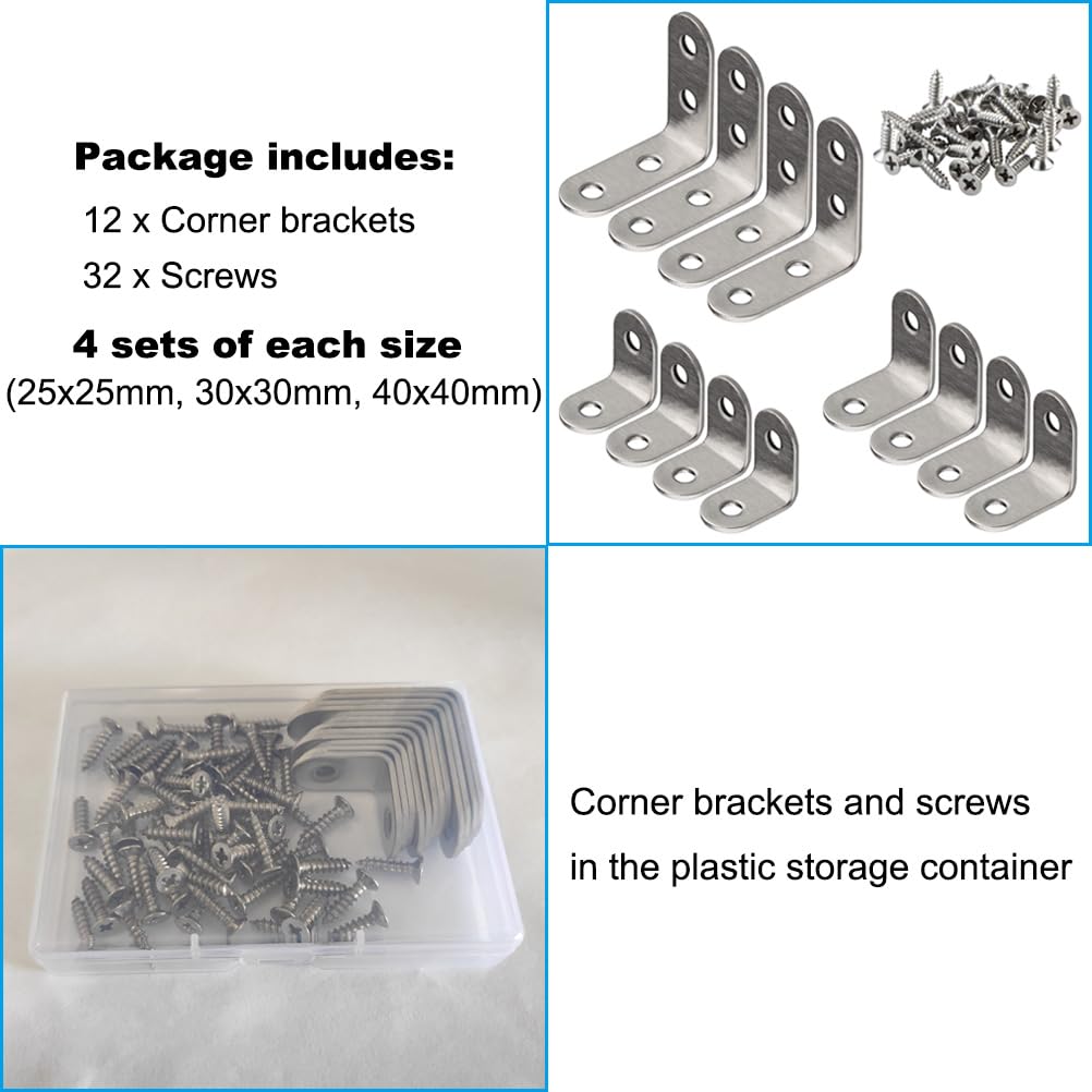 Snapklik.com : YEWLACA 3 Sizes Stainless Steel Corner Braces L Bracket ...
