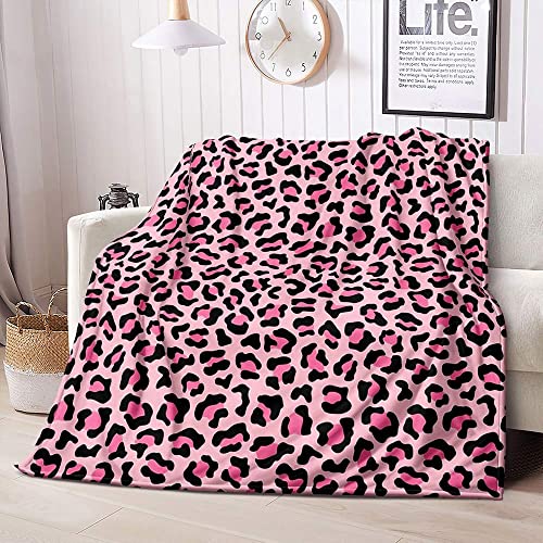 Luvivihome Black Pink Leopard Throw Blanket, Cheetah Print Blanket For Girls Women, Cozy Soft Blanket, Lightweight Blanket, Fluffy Fuzzy Warm Plush Flannel Fleece Blanket For Couch, Bed, Sofa, 40"X50" #TOP3
