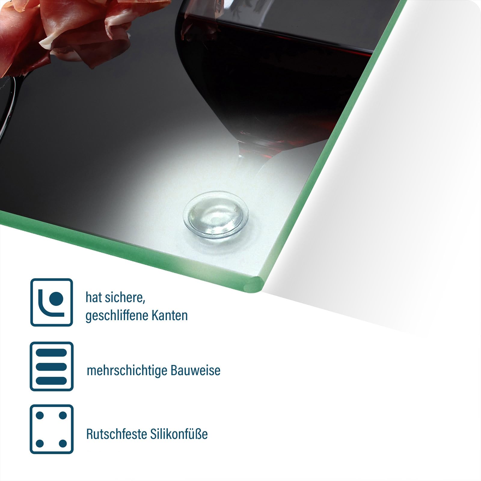 SFArt Herdabdeckung Glas 1 Teilig 60x52 – Gehärtetes Glas Schneidebrett & Ceranfeld Abdeckplatte – Hygienisch & Rutschfest – Schutz für Induktion, Ceran - Wein-Aperitif