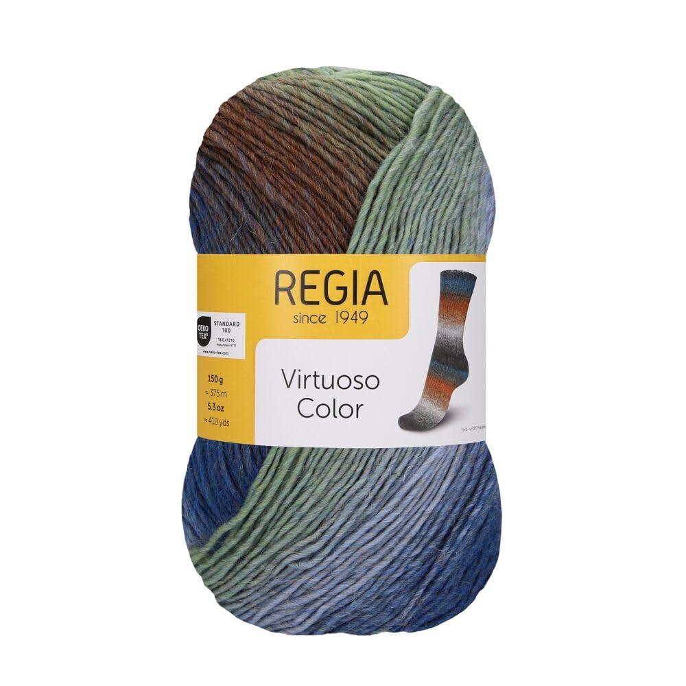 Strumpfwolle - 6fädig- Regia - Colorfarben - Sockenwolle Set 4x150gr Knaul - 375 m Lauflänge pro Knaul - filzfrei und superwash (Regia Set 2)