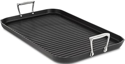 All-Clad 3013 Hard Anodized Aluminum Scratch Resistant Nonstick Anti-Warp Base Double Burner Grande 13-Inch by 20-Inch Grill Pan Specialty Cookware, 20-Inch, Black - coolthings.us
