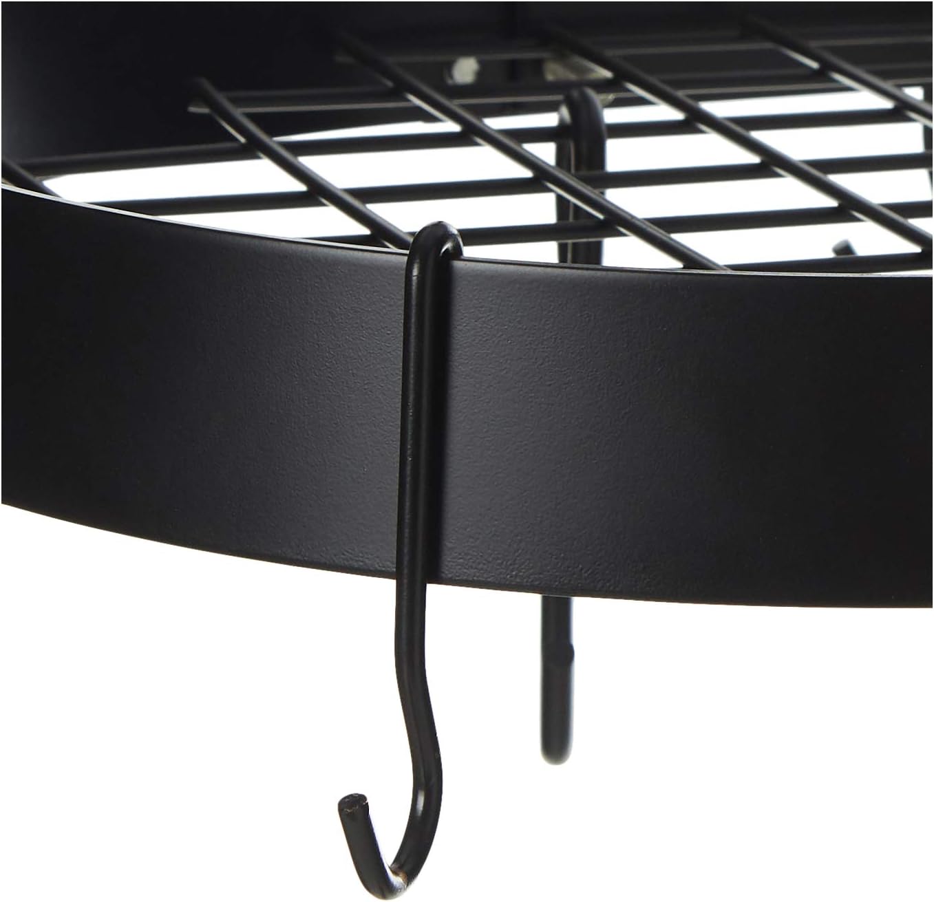 Old Dutch Matte Black Oval Hanging Grid & 16 Hooks Kitchen Pot Rack, 36in