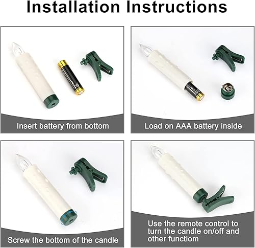 Miniatura 6 de 20 velas parpadeantes para árbol de Navidad, velas con clip para árboles de Navidad, funcionan con pilas con temporizador remoto, velas LED sin