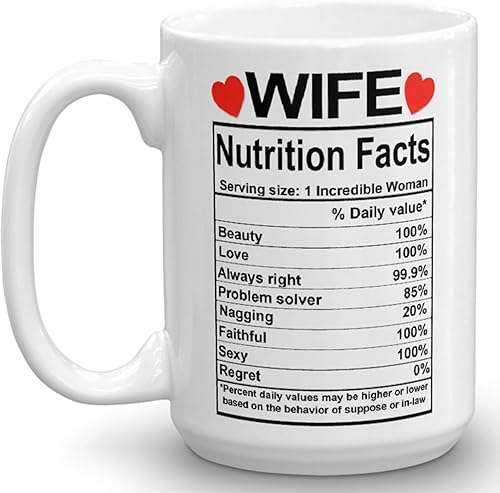 Miniatura 2 de Regalos para el día de San Valentín para esposa de parte del esposo, taza de información nutricional para esposa, el mejor regalo para esposa de