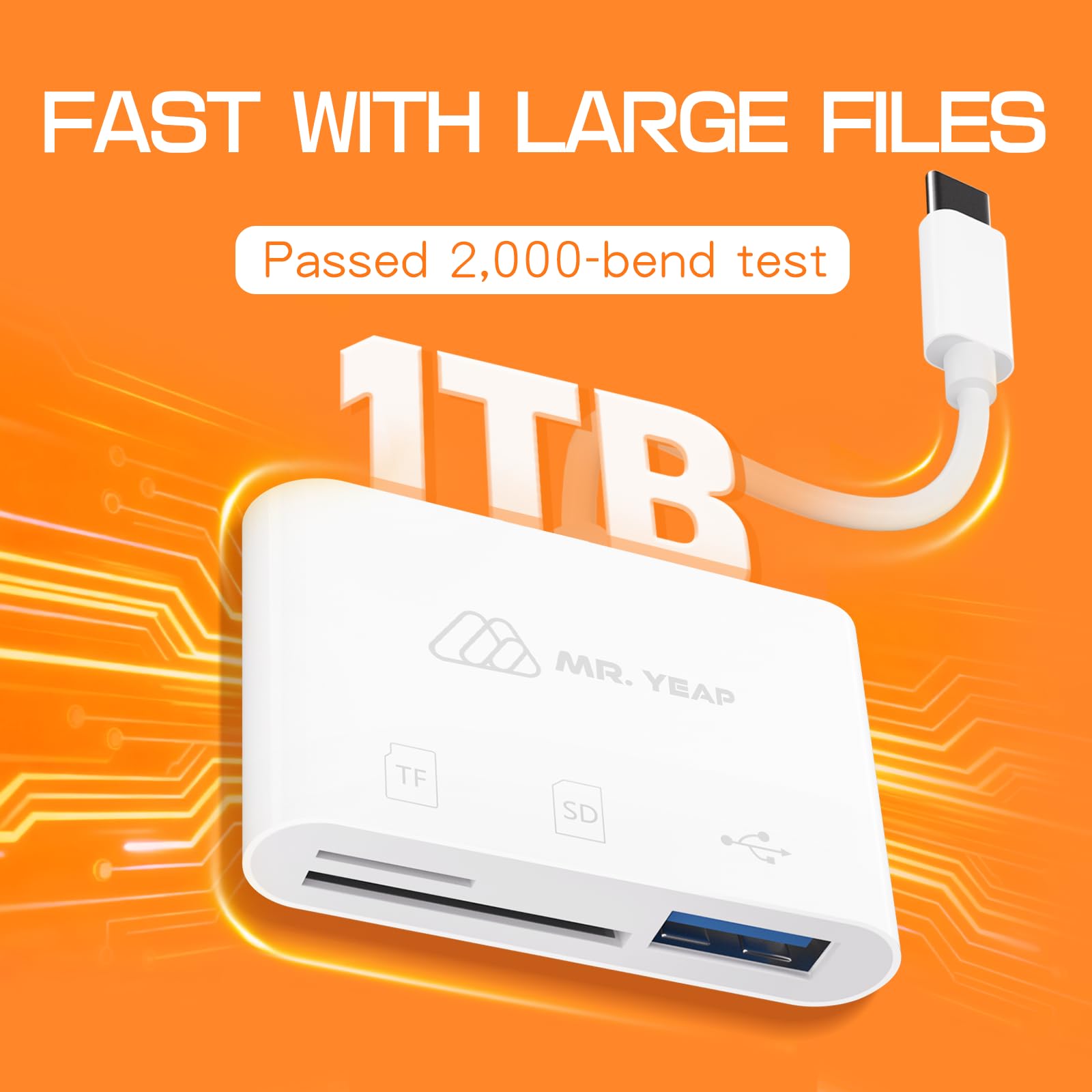 USB SD Kartenleser 3.0, USB C Kartenleser für iPhone 15/16 iPad MacBook Windows Android, 3 in 1 TF & SD Kartenadapter, Tragbarer Micro SD Speicherkartenadapter, Trail Camera Viewer, Plug and Play