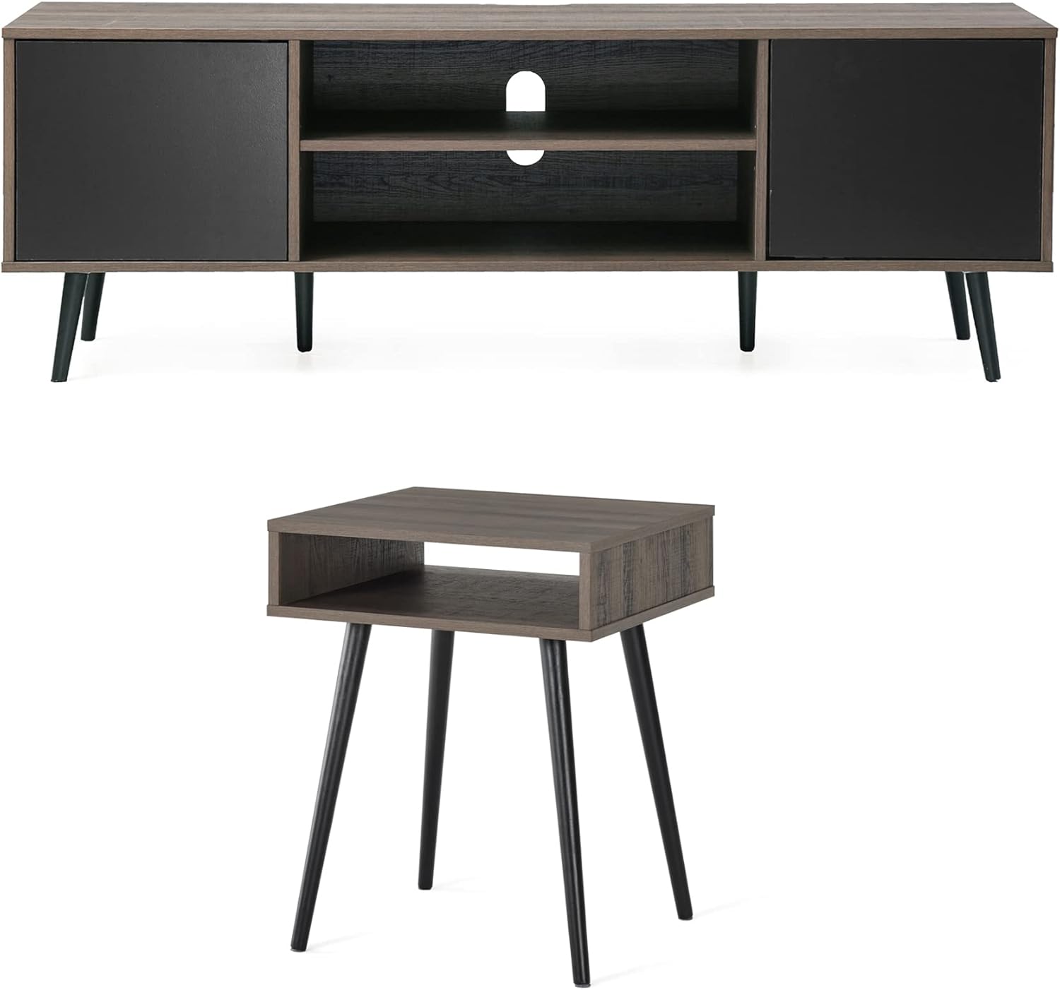 WAMPAT Modern 2 Piece Table Set for Living Room, 1 Mid