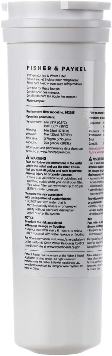 Fisher & Paykel OEM 862285 Refrigerator Water Filter, Pack of 1