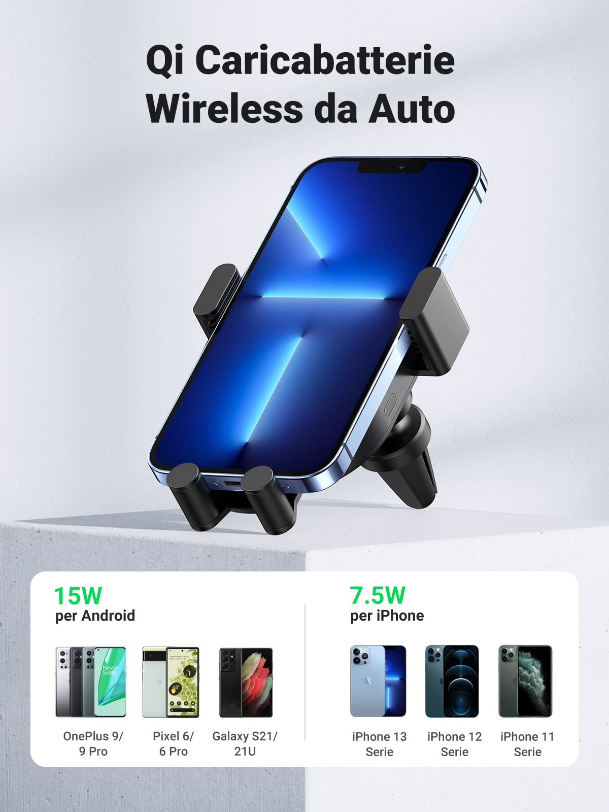 UGREEN Ladegerät Qi Wireless Car 15W