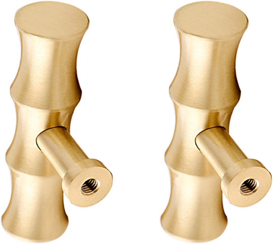 Bamboo Brass Kitchen Cabinet Knobs Gold Drawer Dresser Pulls Tbar Furniture Cupboard Door Pull Handles Single Hole 2Pack (2)