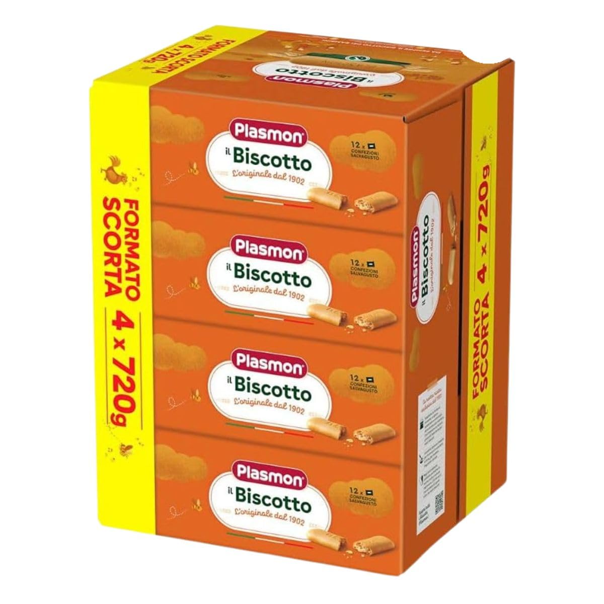 Biscotto,100% grano italiano selezionato, si scioglie in bocca e nel latte, Confezione da 4 x 720g Plasmon