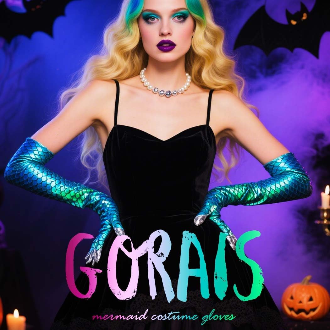 GORAIS Mermaid Fingerless Gloves Fish Scale Gloves Costume for Women