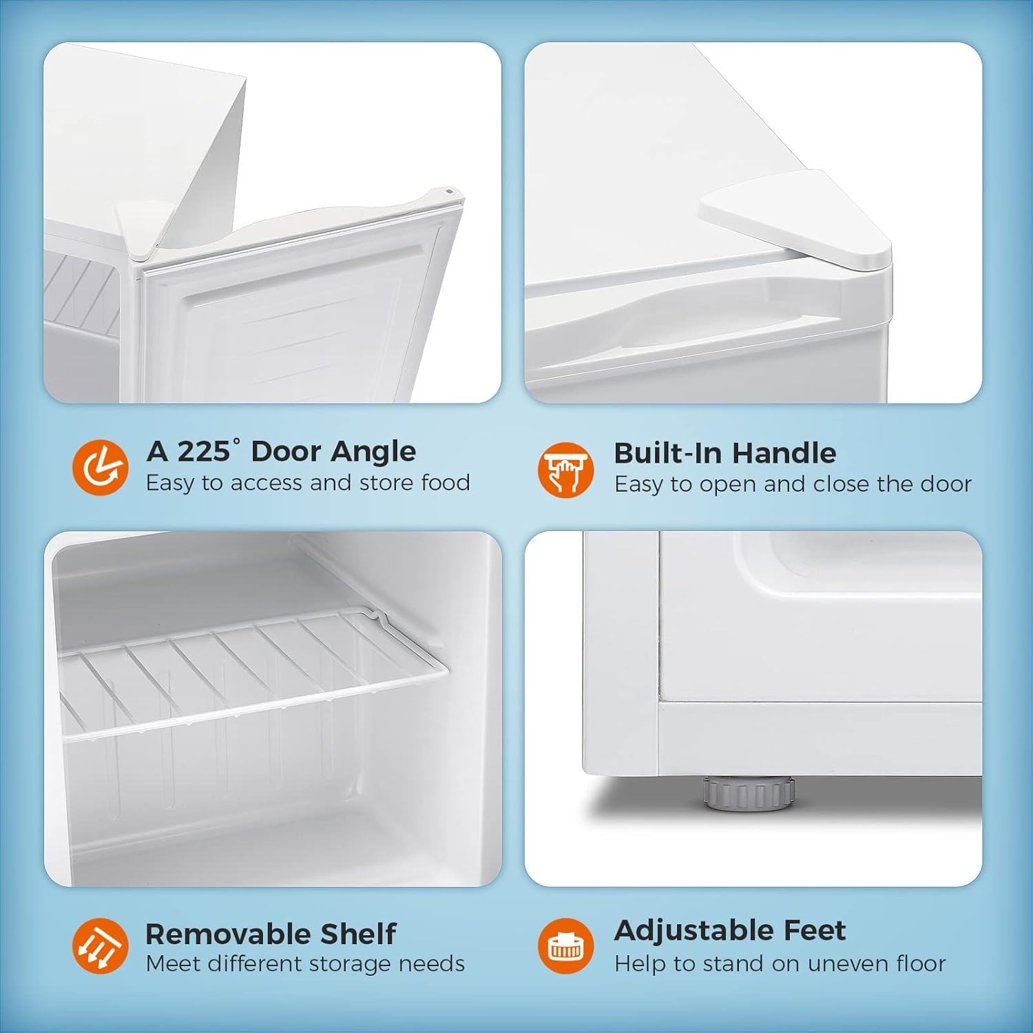 Kismile Compact Upright Freezer, Mini Freezer With Single Door And Removable Shelves, Freestanding Freezer For Apartment,Home,Office,Dormitory (White, 1.2 Cu.Ft) on Fridge.com - View 6