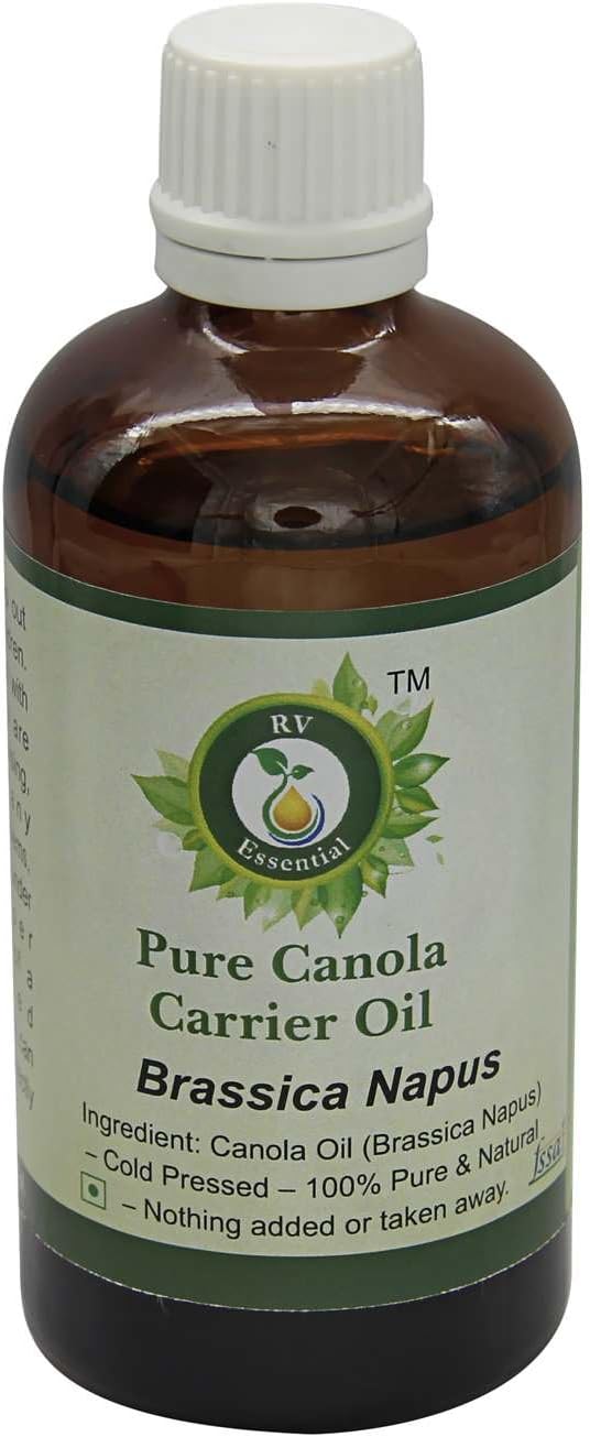 Canola Oil | Brassica Napus | 100% Pure Natural | For Hair | Unrefined | For Cooking For Body | For Eyelashes | Pure Canola Oil | Cold Pressed Canola Oil | 5ml | 0.169oz By R V Essential