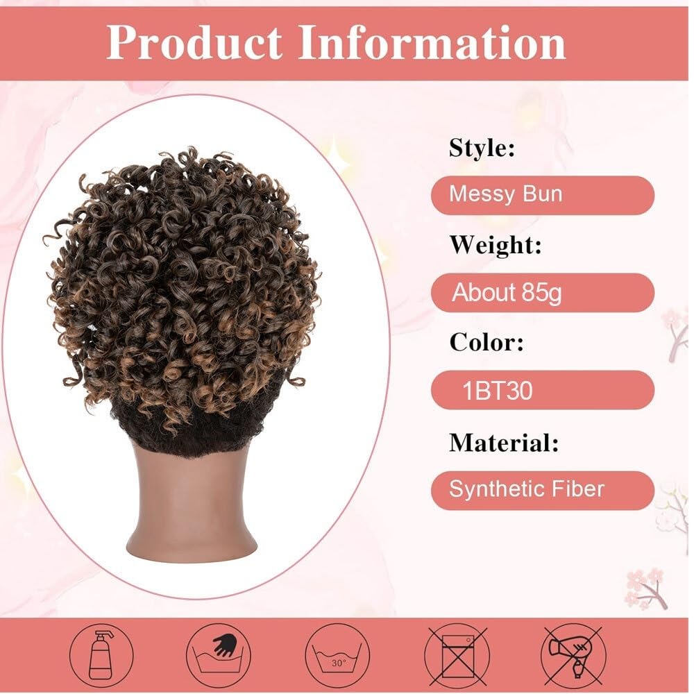 Chignon riccio e soffice, spettinato, spettinato, elastico, coulisse, coda di cavallo, scrunchies for capelli sintetici(Silver-Gray)