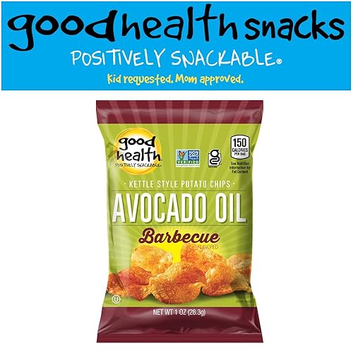 Miniatura 4 de Good Health Kettle Style Papas fritas, aceite de aguacate, barbacoa, bolsa de 1 onza, paquete de 30  Sin gluten, chips crujientes cocinados en 100%