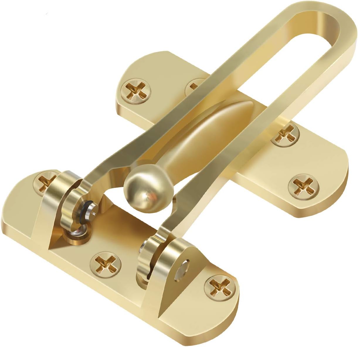 Pakesi Home Security Door Lock, Door Reinforcement Lock, Portable Hotel Door lockfor Swing-in Doors, Thicken Solid Aluminium Alloy, Satin Nickel- Gold 2 Pack