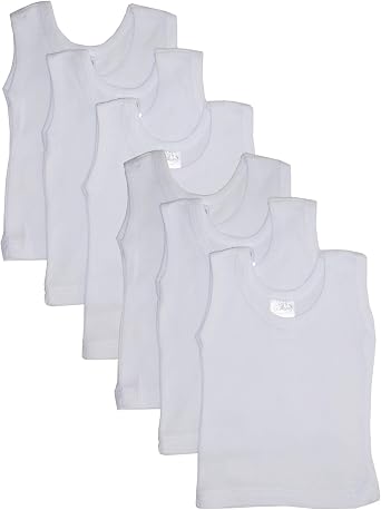 bambini Baby White Rib Knit Sleeveless Tank Top Shirt 6-Pack