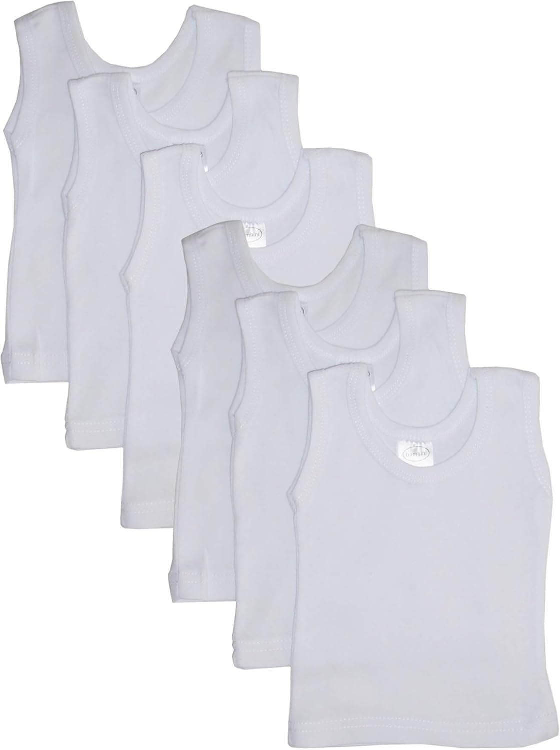 bambini Baby White Rib Knit Sleeveless Tank Top Shirt , Small 6 - Pack: Clothing, Shoes & Jewelry