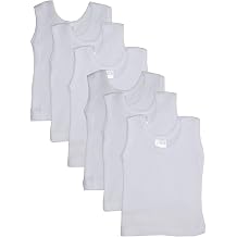 bambini Baby White Rib Knit Sleeveless Tank Top Shirt 6 Pack - S
