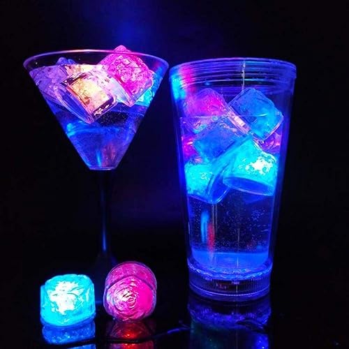 Miniatura 2 de Cubo de hielo de simulación  24 cubos de hielo luminosos de plástico multicolor con luz colorida para fiesta de Halloween, boda, club, bar,