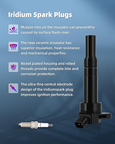 Vista 134 de ECCPP DG500 6 bobinas de encendido con 6 bujías de iridio 3951 para Ford para Mazda para Mercury 500 Freestyle para Mariner Taurus Escape Tribute