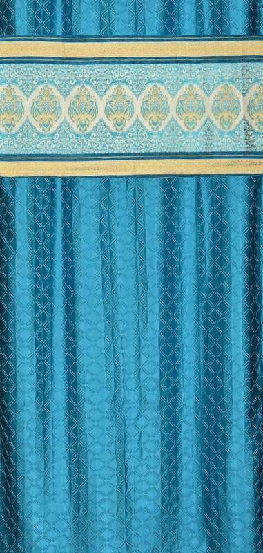 Image of Exporthub Set of 2 Pc Heavy Quality Premium Curtains Flowers Patch Design Aqua Blue Color Window Curtains - Window - 5 feet (EHSPR958 54)