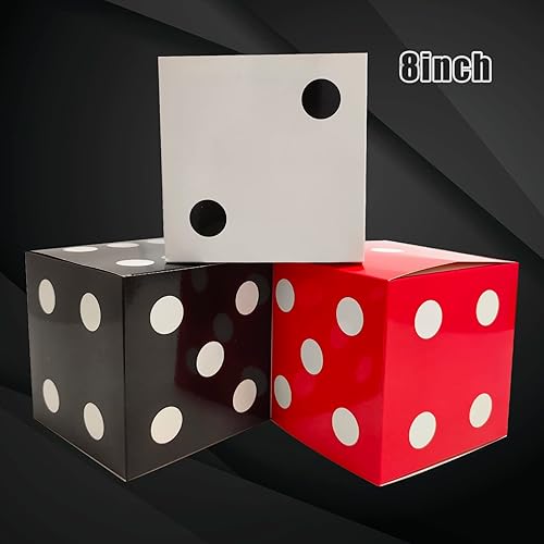 Miniatura 2 de 6 cajas de regalo de dados de 8 x 8 x 8 pulgadas, cajas de dados a granel para centros de mesa, decoraciones de fiesta de casino, decoraciones de