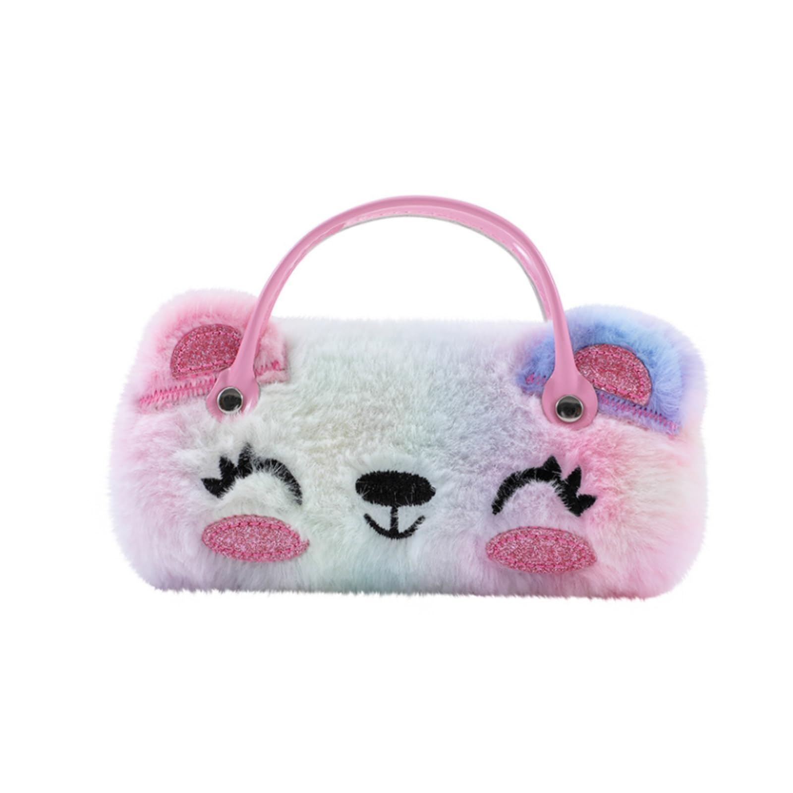 Ralcosuss Plush Unicorn Eyeglasses Cases Travel Hard Shell Sunglasses Case, Protective Case for Glasses with Handle, Colorful-bear a, One Size