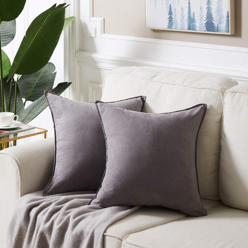 Fancy Homi 4 Packs Gray Decorative Throw Pillow Covers 18x18 inch/45x45 cm, Super Soft Faux Suede Decor Square Pillow Case, Solid Cushion Cover for Couch/Sofa/Bedroom/Living Room - Image 7