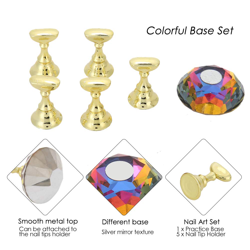 Nail Tip Practice Rack,Nail Holder False Nail Tip Practice Stand Crystal Base Holder Nail Art Display Manicure(Flame base)