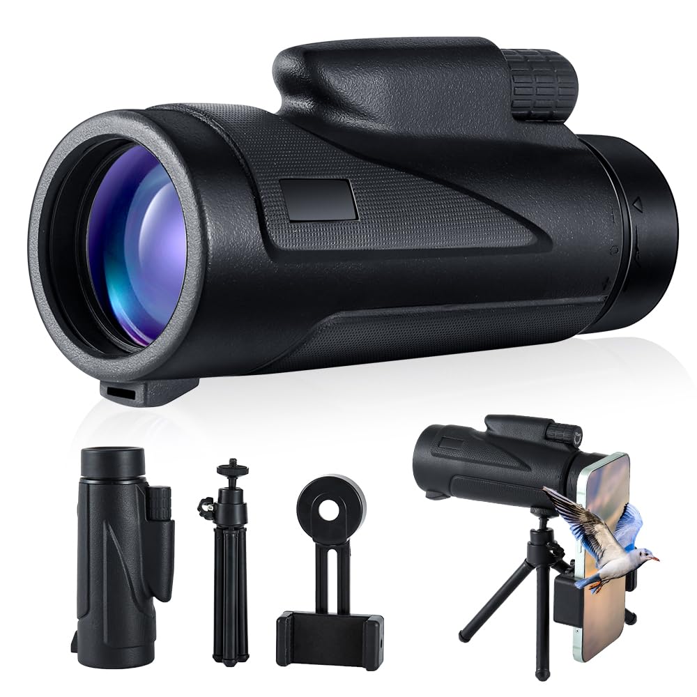 beileshi10X42 Monocular Telescope,Monoculars for Adults High Powered，High Definition with Smartphone Holder & Tripod,Waterproof Fogproof Telescope for Bird Watching