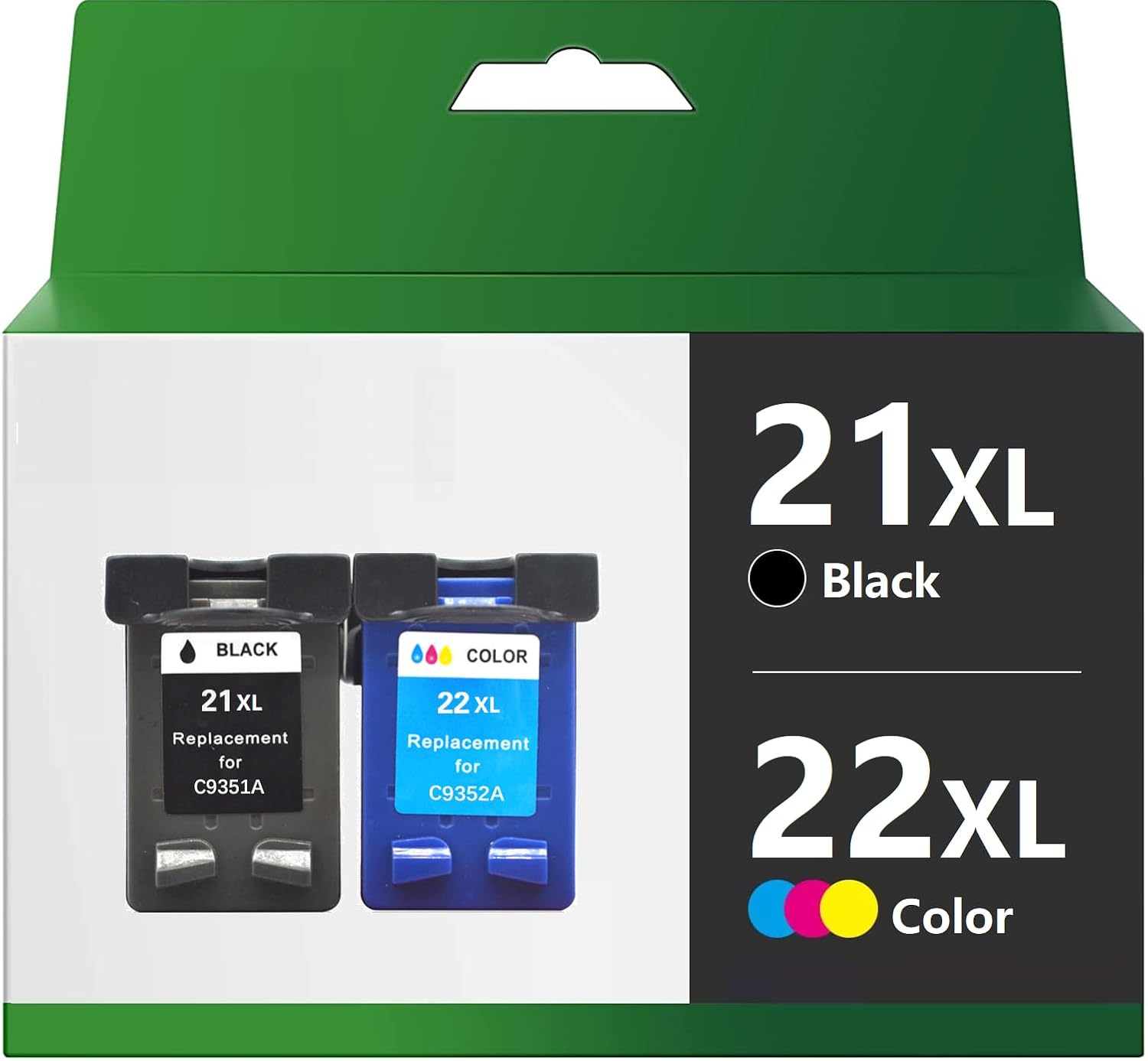 Inkpro Remanufactured Ink Cartridge Replacement for HP 21 22 21XL 22XL C9351AN C9352AN High Yield (Black)