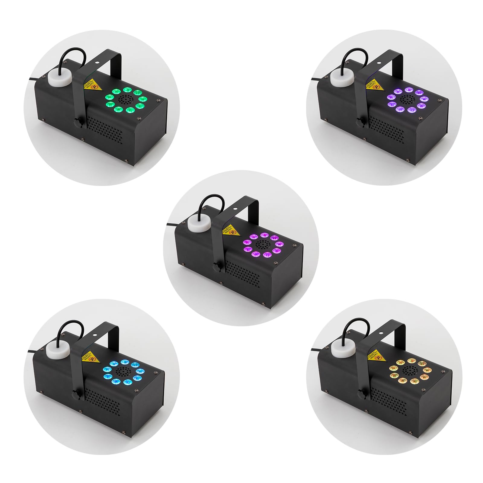 Machine à fumée 500 W avec 3 modes de changement de couleur 9 LED, mini machine à brouillard 1 l pour scène, salle de bal, karaoké, fête d'anniversaire, fête de famille, bar de loisirs