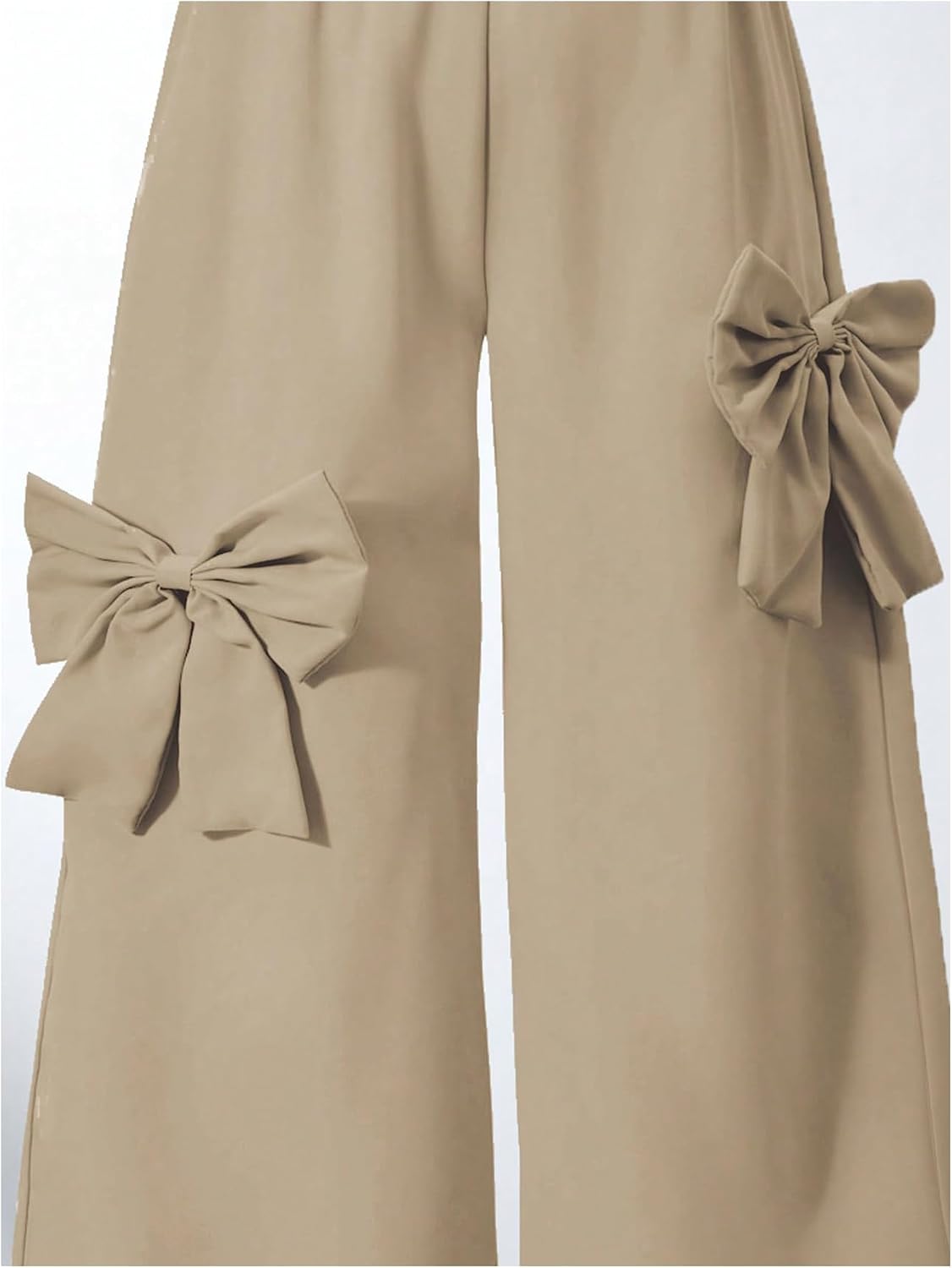 GORGLITTER Girl's Cute Bow Wide Leg Pants Elastic Waist Baggy Palazzo Pants