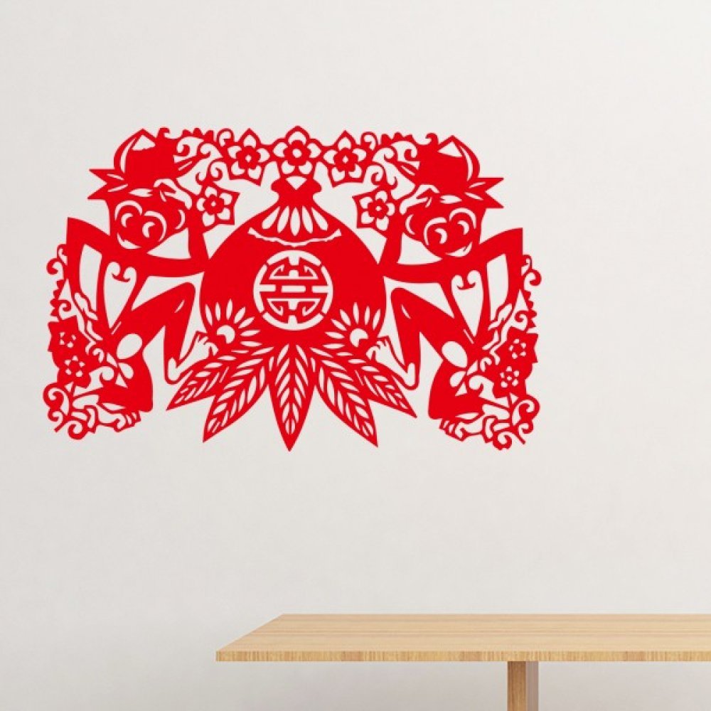 Papier peint singe zodiaque chinois 60cm, sticker d'art traditionnel aux finitions ciselées
