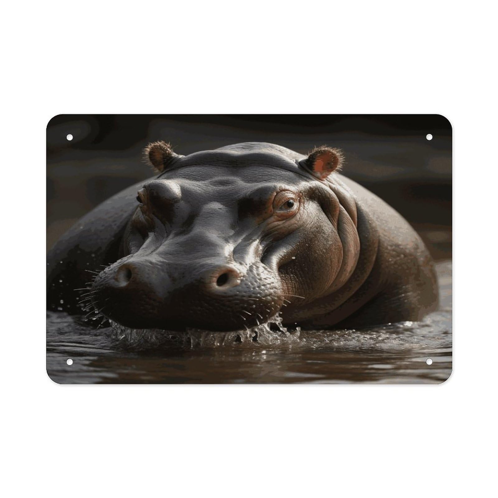 Fekiloot Style Hippo Metal Signs Wall Art Tin Sign