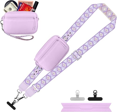 Miniatura 19 de Correa para teléfono con clip y correa cruzada para cartera, cordón ajustable para teléfono con cartera, Negro, Mediana Negro,negro, rojo (Black