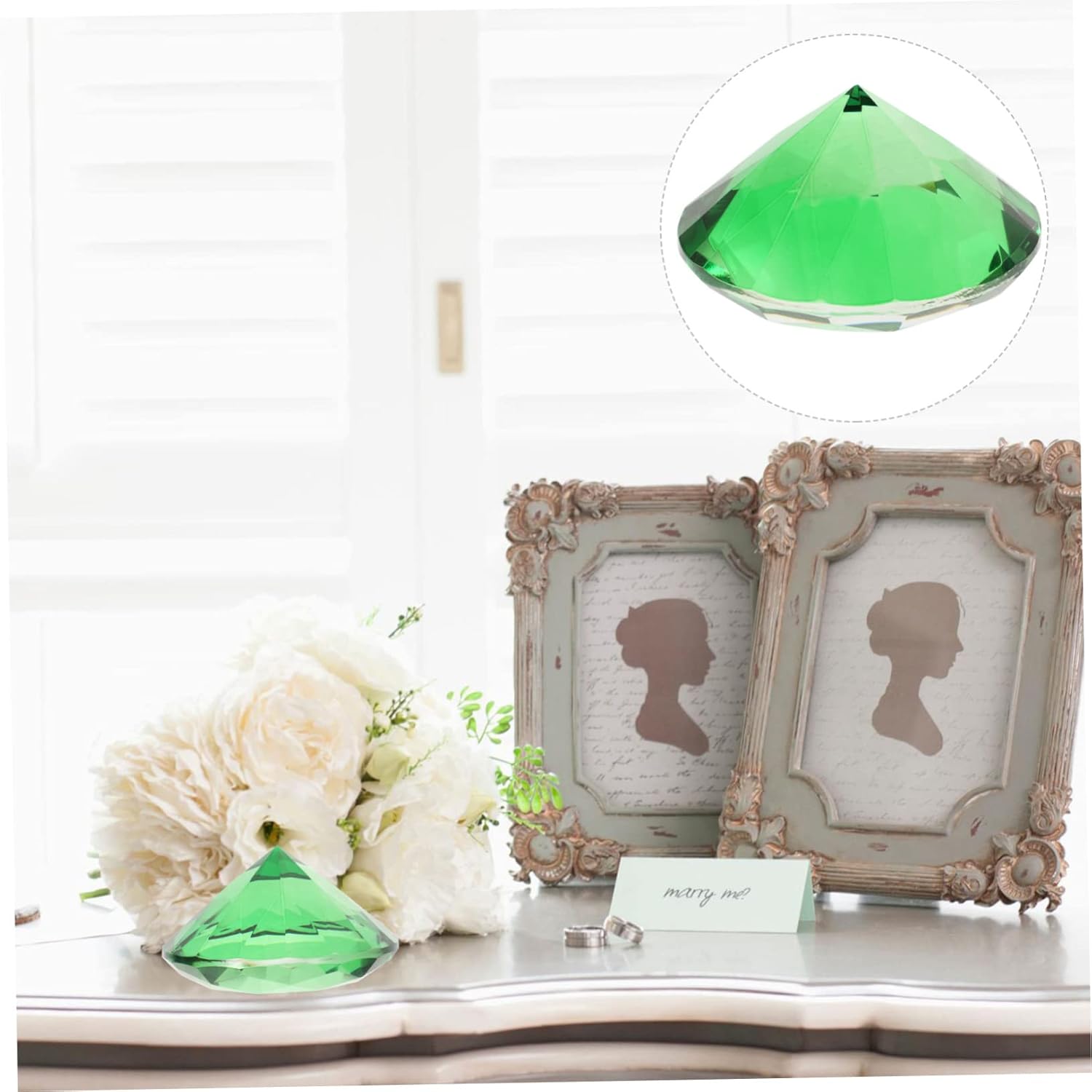 ARTIBETTER Green Artificial Crystal Diamond Ornament for Wedding and Home Decor Decorative Fake Diamond for Bridal Shower and Party Centerpieces