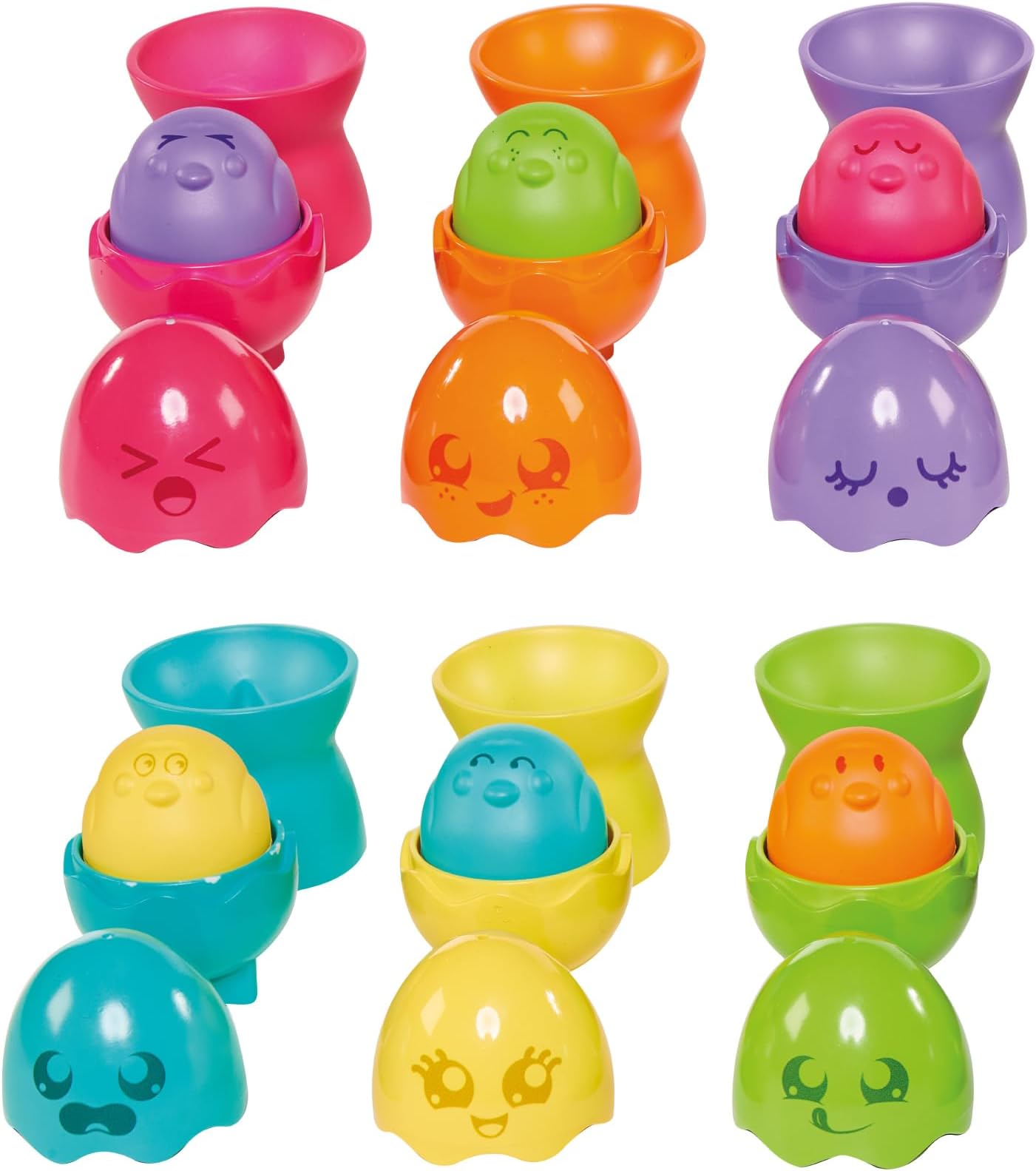 Hide and Squeak Egg Stackers Baby Toy - Stacking Egg Cups with 3 Squeak and 3 Rattle Eggs - Shape Sorter Toddler Toys - Engaging Baby Sensory Toys - Baby Toys 6 Months Plus to 36 Months