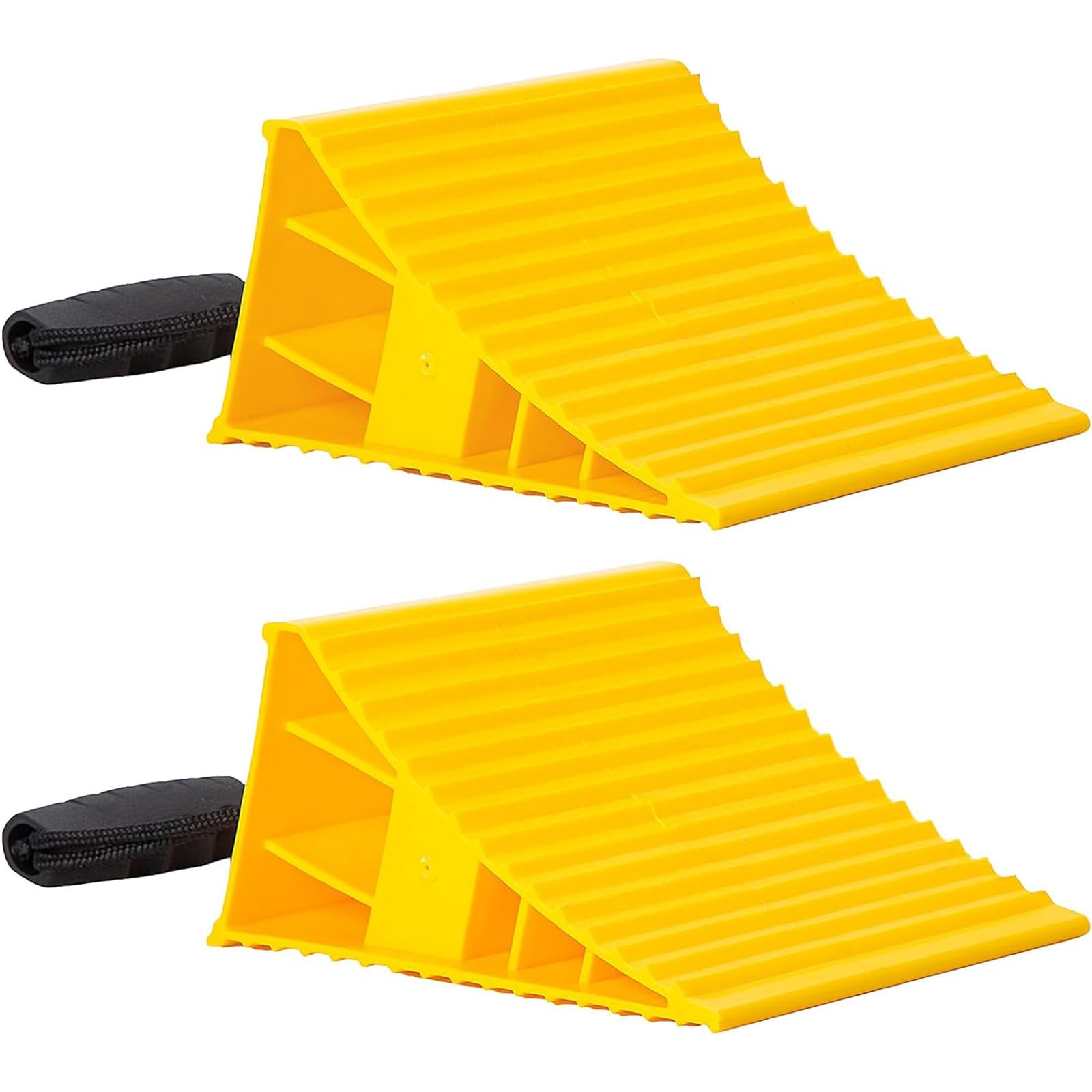 Homeon Wheels Large RV Wheel Chocks, 2-Pack Extra-Wide with Handle, Yellow