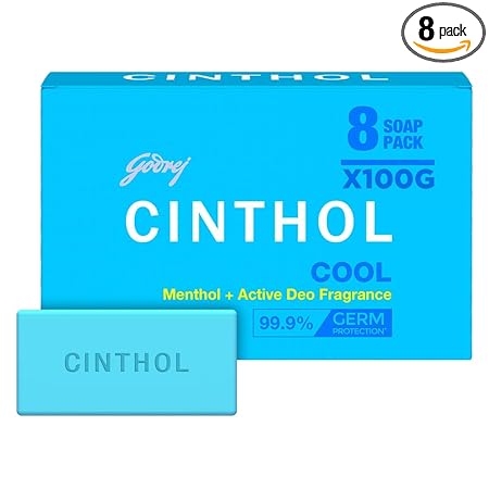 Cinthol Cool Soap, 100gm, Pack of 8