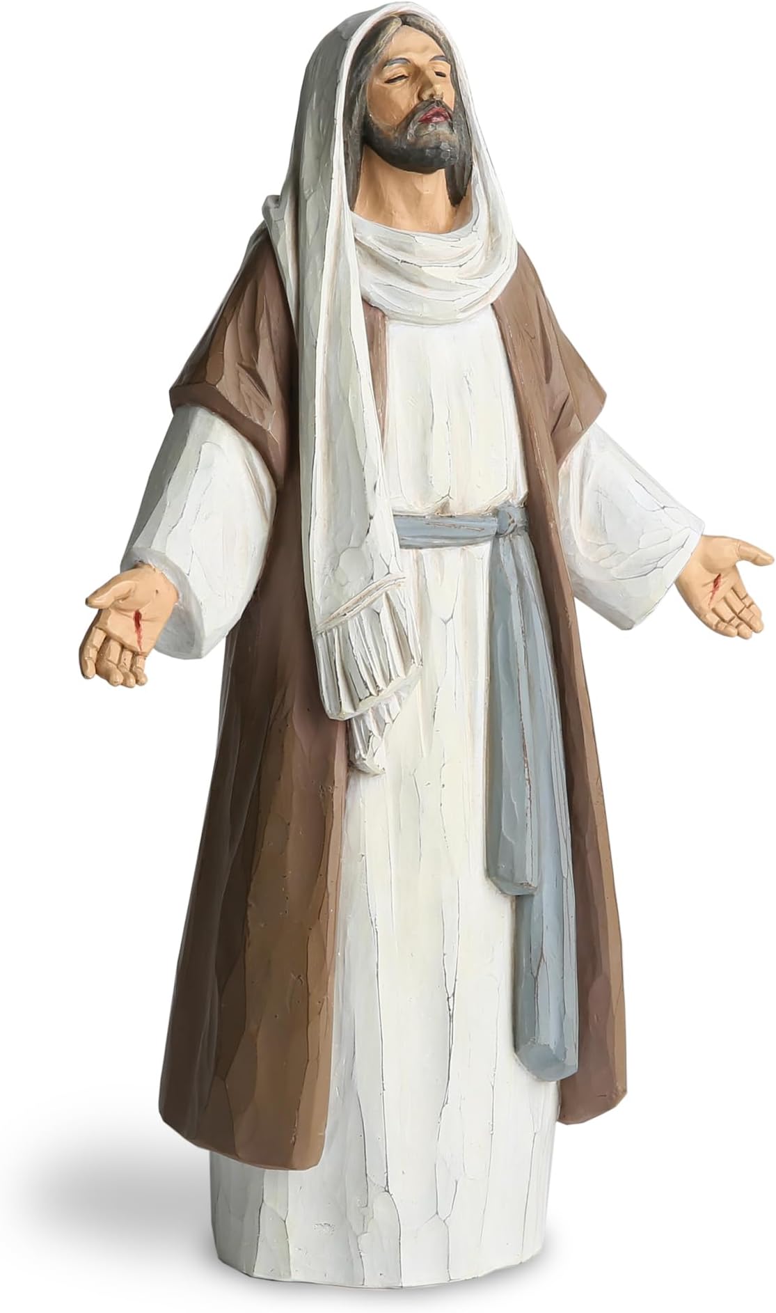 Jesus Christ Statue with Open Arms Hand Painted Saint Statue Religious Modern Home Decor Christian Jesus Figurines Religious Gift 9.5" Tall