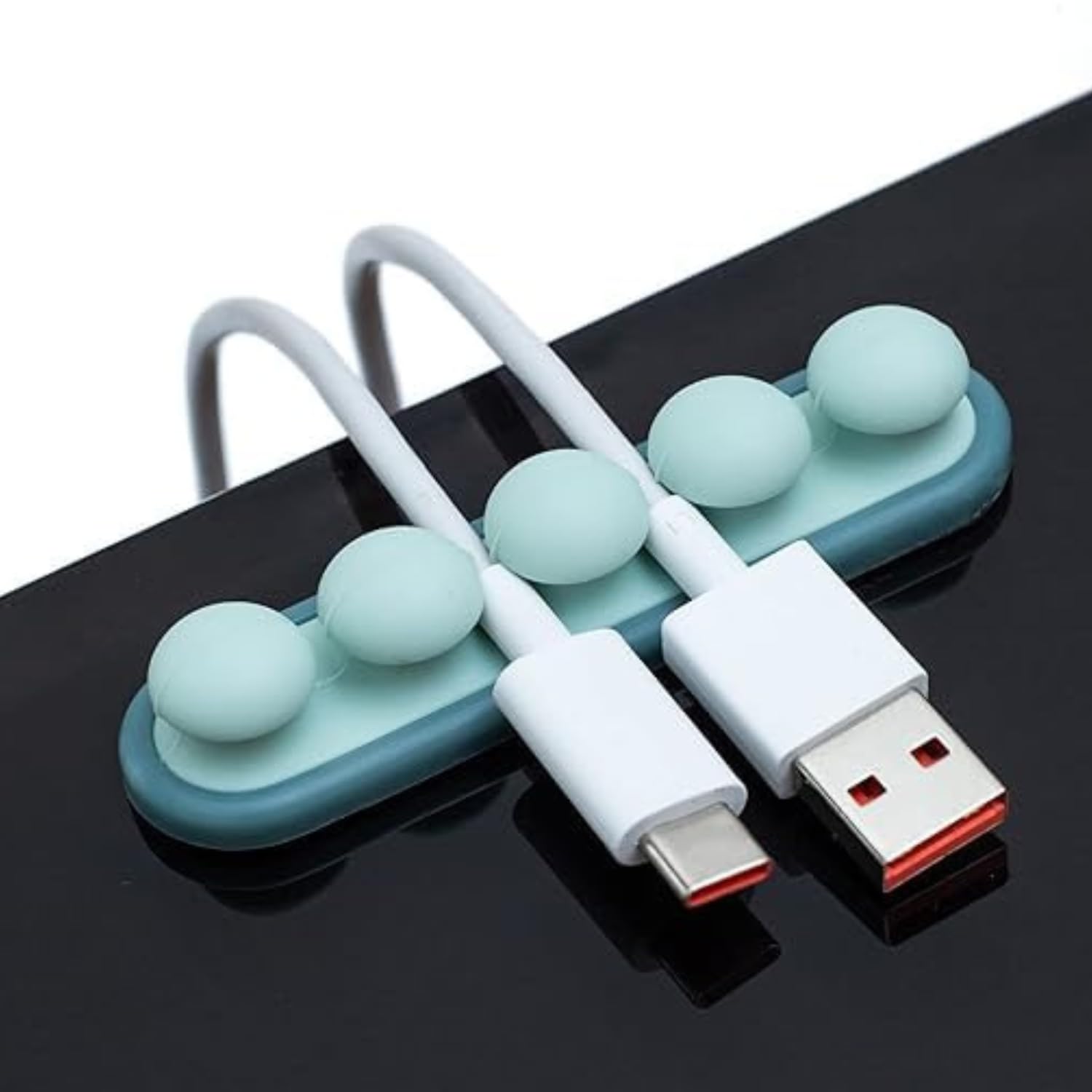 HomeAra 1 Pcs Silicone Cable Clips Cord Management Organizer with Adhesive Hooks - Power Cords, Charging Cables, Mouse Cable, PC, Office & Home Wire Holder | Cable Management Solution (Blue)