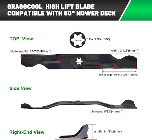Miniatura 6 de 942-04053C Cuchillas de cortacésped para MTD Cub Cadet Troy Bilt 50 pulgadas cortacésped de cubierta Giro Cero Reemplazar 742-04056 942-04056
