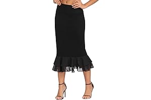Women Knee Length Underskirt Ruffles Chiffon Dress Skirt Half Slip Extender