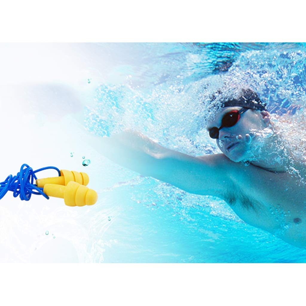 Protección auditiva Earplug Piscina Otitis Media tapones for los oídos a prueba de agua con una cuerda del baño del champú de aislamiento de sonido de reducción de ruido Silencio tapones for los oídos