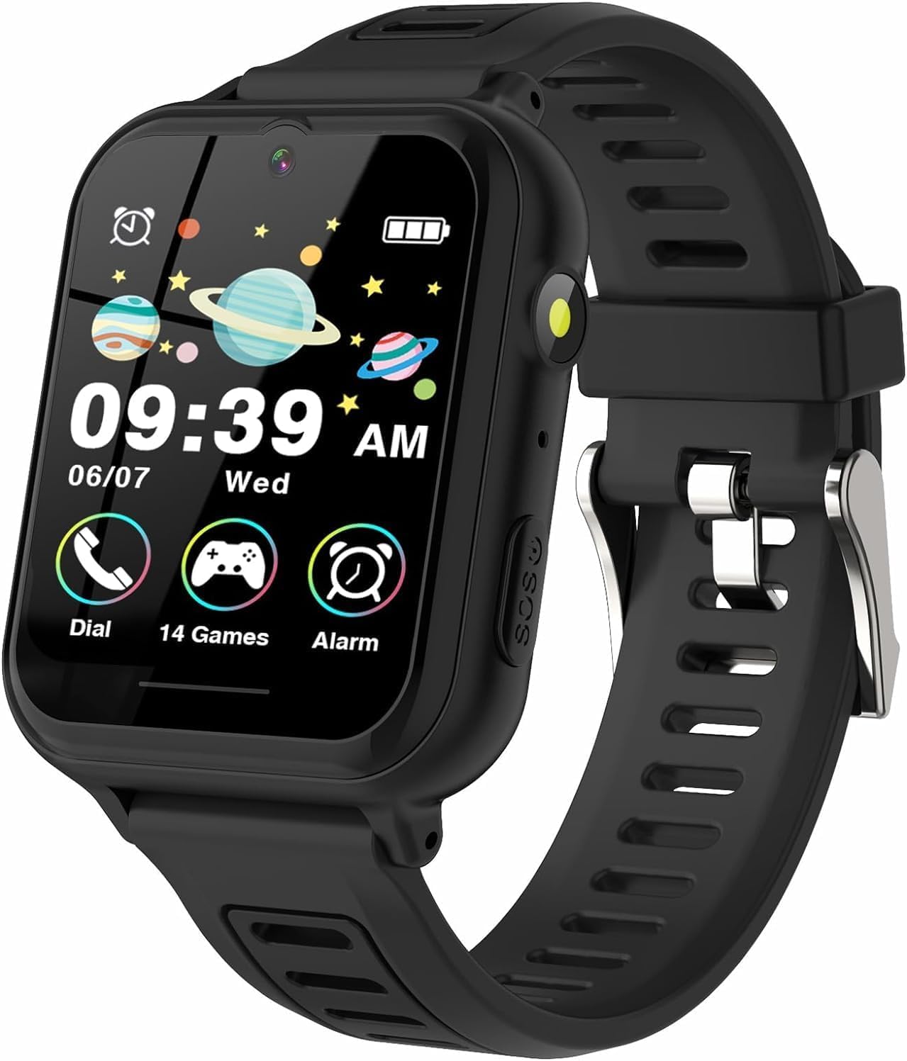 Montre Connectée Enfant Garçons Filles, Montre Intelligente Enfant avec SOS Appeler,14 Jeux HD Caméra & Lecteur Vidéo Musique Torche, Cadeaux pour Enfants 3-12ans (Noir)
