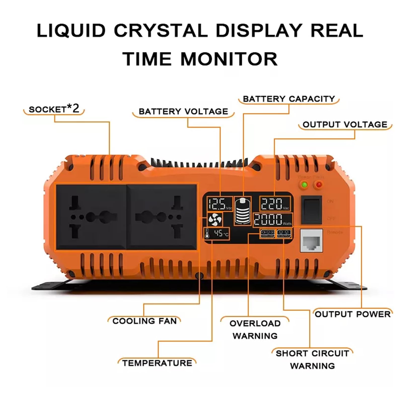 Inversor de Onda Sinusoidal Pura 6000W, Convertidor de 48V a 220V, Potencia Continua de 3000W, Enchufe EU con Pantalla LCD y Control Remoto, Ideal para el Hogar, Camping y Autocaravanas