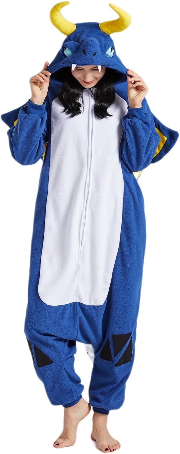 SAMGUAdult Onesie Animal Halloween Cosplay Costume One Piece Pajamas for Women and Men